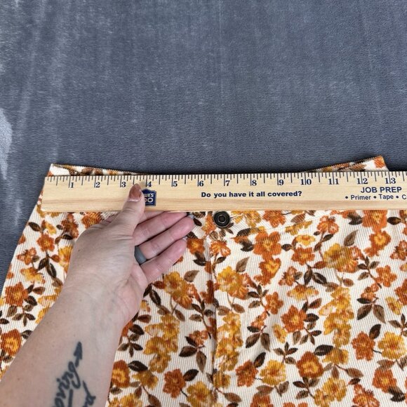 VERSONA Modern Floral Flare Corduroy Pants Bellbottom Jeans Hippie Boho Sz 0 - Picture 6 of 11